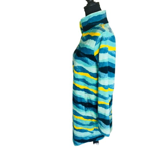 Lands End Womens Cozy Fleece Pullover Dress S/P Bright Stripe Pattern Travel - Picture 4 of 12